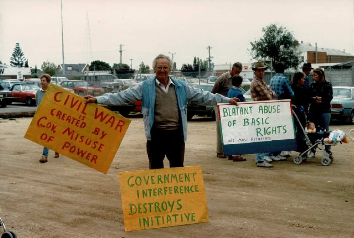 Bert at the Bairnsdale rally, 1990